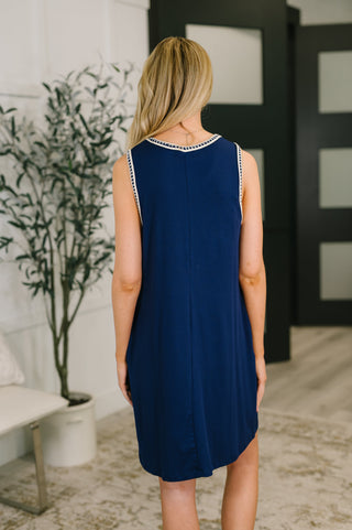 Airloom Trim Detail Mini Tank Dress in Navy