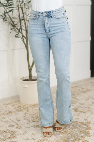 Judy Blue Alexis High Rise Control Top Slit Hem Slim Bootcut Jeans