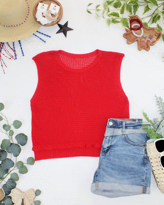 IN STOCK Amaya Open Knit Top - Red