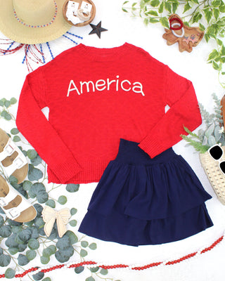 IN STOCK America Red Top
