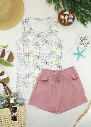 IN STOCK Candice Crinkle Shorts - Dusty Rose