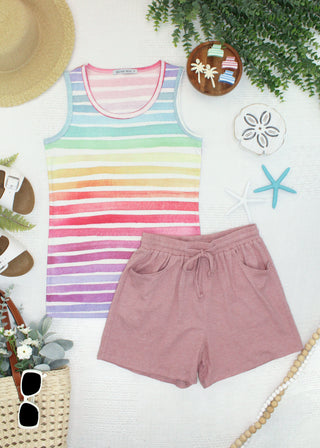 IN STOCK Candice Crinkle Shorts - Dusty Rose