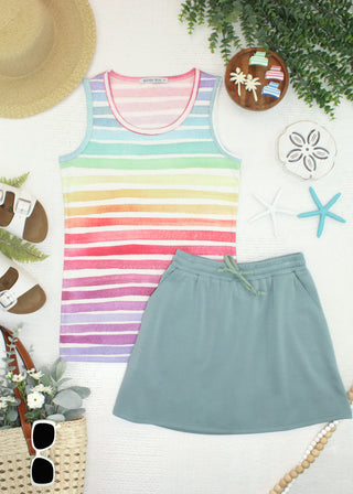 IN STOCK Ava Tank - Rainbow Stripes