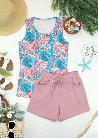 IN STOCK Candice Crinkle Shorts - Dusty Rose