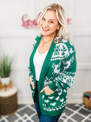 Misteltoe & Holly Pocketed Long Sleeve Cardigan