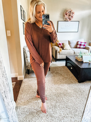 Movie Nights Long Sleeve Top and Leggings Lounge Set 5 Colors