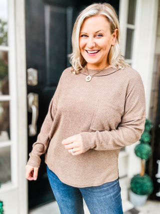 Casual Tuesday Ribbed Knit Sweater in Mocha