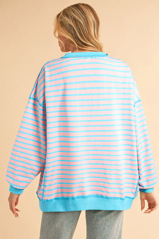 Color Clash Drop Shoulder Long Sleeve