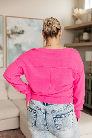 Back to Life V-Neck Sweater in Pink II