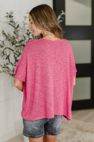 Basically Flowing Dolman Sleeve Top in Hot Pink