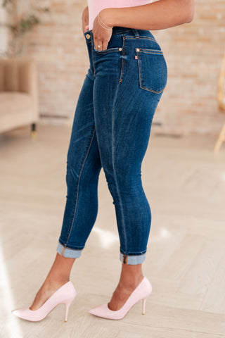 Judy Blue Bette Mid Rise Vintage Cuffed Skinny Capri II