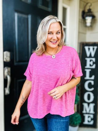 Let Light be Light Drop Shoulder Oversized Tee in Light Rose