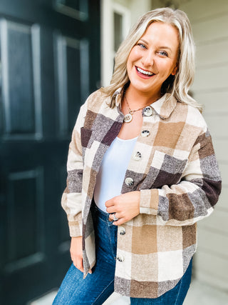 Coffee Date Plaid Button Up Shacket