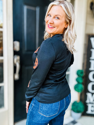 Sequin Pumpkin Patch Long Sleeve Top