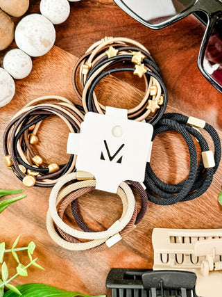 IN STOCK Hair Tie Bracelet Sets - Neutral Gold Accents