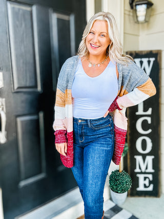 Bring the Warmth Color Block Cardigan