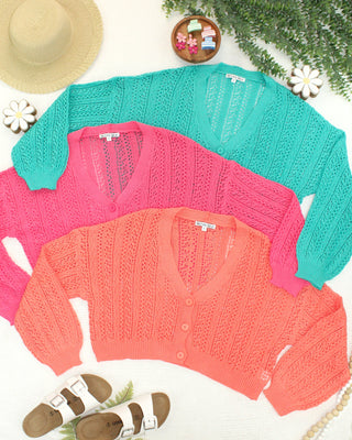 IN STOCK Callie Cropped Cardigan - Aqua