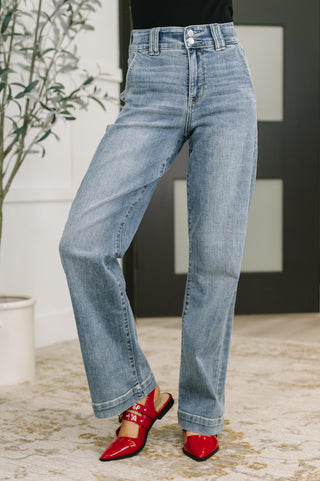 Judy Blue Carrie High Waist Trouser Wide Leg Jeans