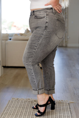 Judy Blue Wallflower High Rise Stone Wash Slim Jeans in Gray