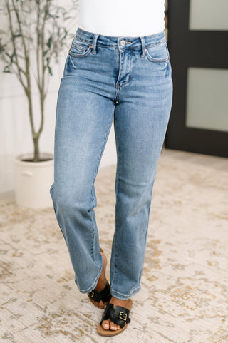 Judy Blue Corrine Mid Rise Control Top Vintage Straight Jeans