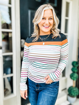 All The Way Striped Long Sleeve Top