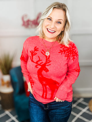 Reindeer and Snowflake Pattern Sweater