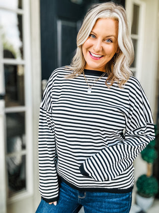 Almost There Striped Long Sleeve Top