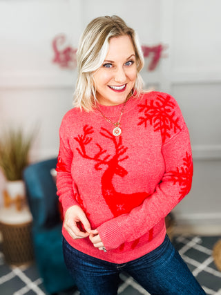 Reindeer and Snowflake Pattern Sweater