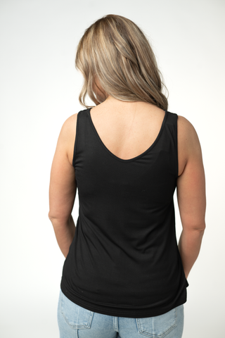 IN STOCK Vera V Neck Tank - Black