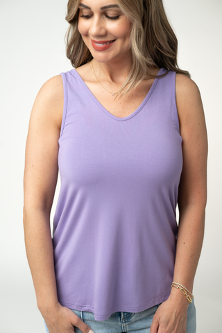IN STOCK Vera V Neck Tank - Lavender