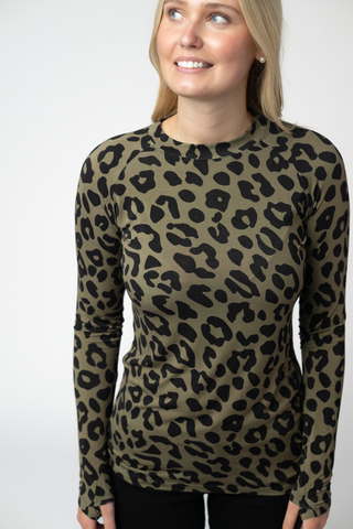 IN STOCK Blair Long Sleeve Top - Olive Animal Print