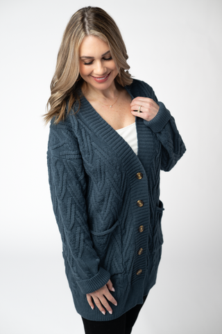 IN STOCK Brooks Button Sweater Cardigan - Navy