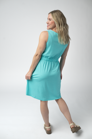 IN STOCK Beverly Button Dress - Aqua