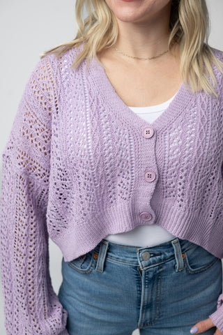 IN STOCK Callie Cropped Cardigan - Lavender