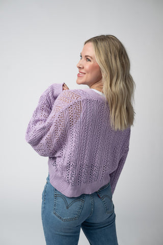 IN STOCK Callie Cropped Cardigan - Lavender