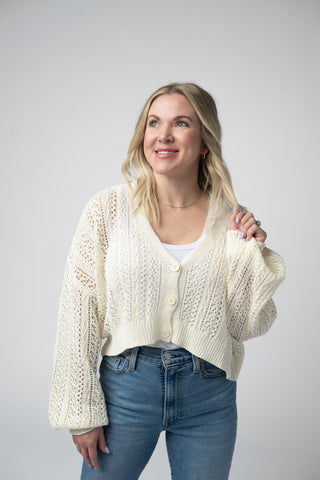 IN STOCK Callie Cropped Cardigan - Ivory
