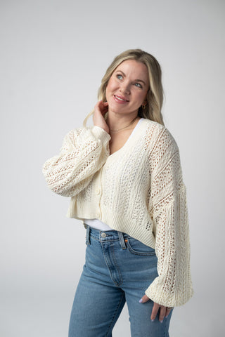 IN STOCK Callie Cropped Cardigan - Ivory