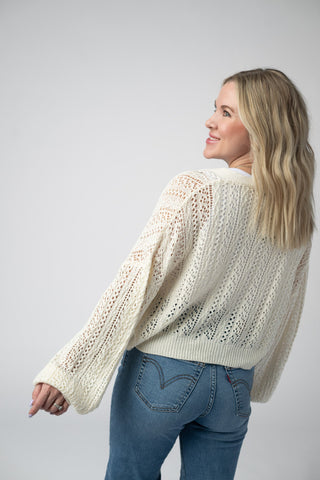 IN STOCK Callie Cropped Cardigan - Ivory