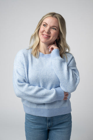 IN STOCK Josie Cozy Crew Sweater - Sky Blue