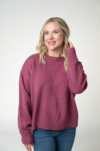 IN STOCK Gianna Pullover Sweater - Raspberry