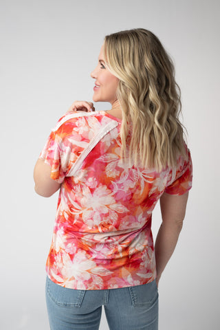 IN STOCK Raelynn V-Neck Top - Sunset Tropical Floral