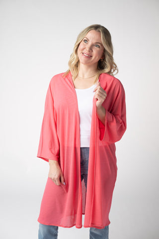 IN STOCK Ellie Cover-Up Kimono - Sunkissed Coral