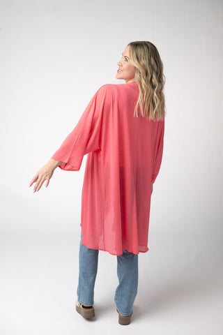 IN STOCK Ellie Cover-Up Kimono - Sunkissed Coral