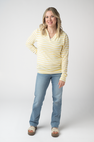 IN STOCK Amelia Striped Hoodie - Lemon