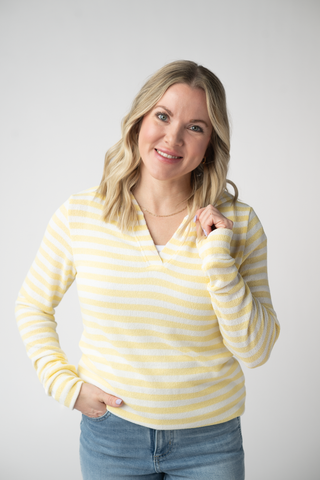 IN STOCK Amelia Striped Hoodie - Lemon