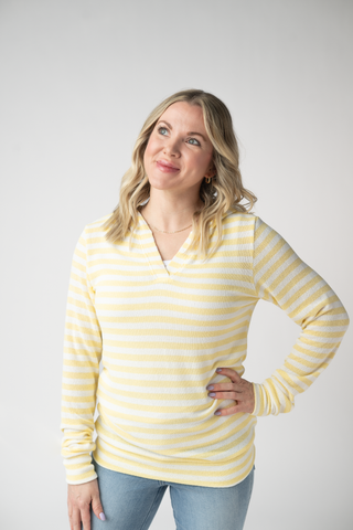 IN STOCK Amelia Striped Hoodie - Lemon