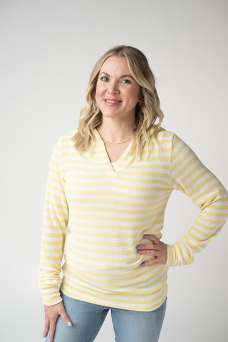 IN STOCK Amelia Striped Hoodie - Lemon