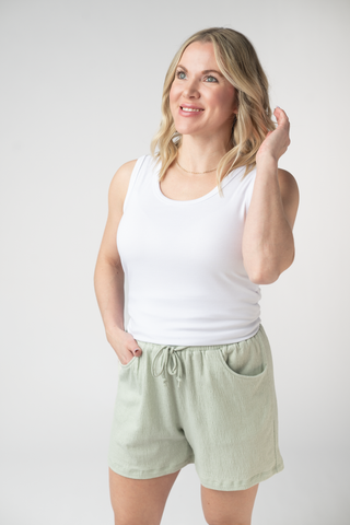 IN STOCK Candice Crinkle Shorts - Light Green