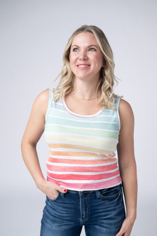 IN STOCK Ava Tank - Rainbow Stripes