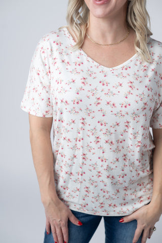 IN STOCK Chloe Cozy Tee - Micro Pink Floral